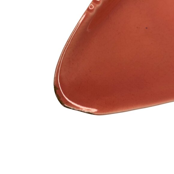 Vintage Mid-Century Modern Ceramic Atomic Boomerang Ashtray Dish Coral with Gold - Picture 3 of 11